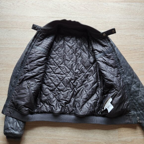 Vintage Diesel Lamb Leather Quilted Reversible Moto Bomber Jacket Black - Picture 9 of 16